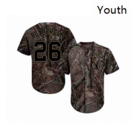 Youth Kansas City Royals 26 Brad Boxberger Authentic Camo Realtree Collection Flex Base Baseball Jersey